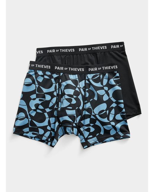 Pair of Thieves Blue Solid And Abstract Pattern Boxer Briefs 2 for men