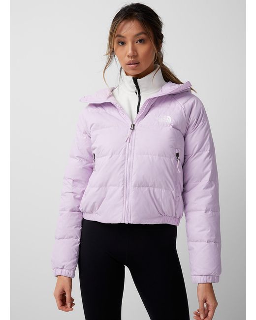 The North Face Purple Hydrenalite Cropped Hooded Puffer Jacket