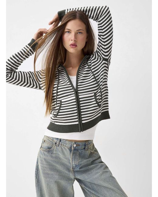 Twik Gray Hooded Striped Zip
