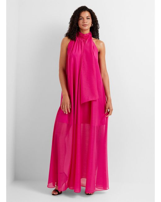 open lace back dress Lt-pink | Sleeveless V-neck Pleated Maxi Dress