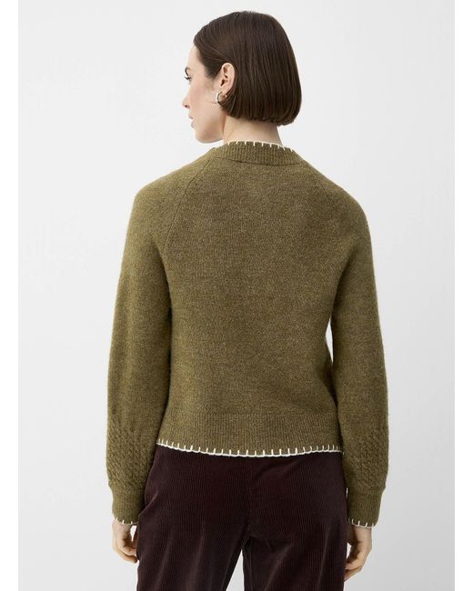 FRNCH Green Touch Of Wool And Alpaca Overcast Embroidery Cardigan