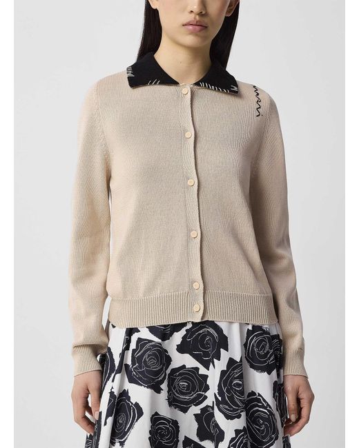 Marni Natural Pointed Collar Cardigan