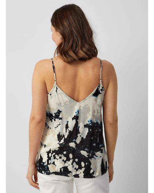 Soaked In Luxury Natural Zaya Abstract Pattern Pleated Cami