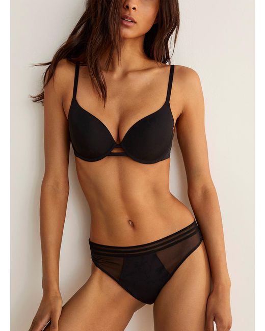Miiyu Openwork Detail Hydra Plunge Bra In Black Lyst