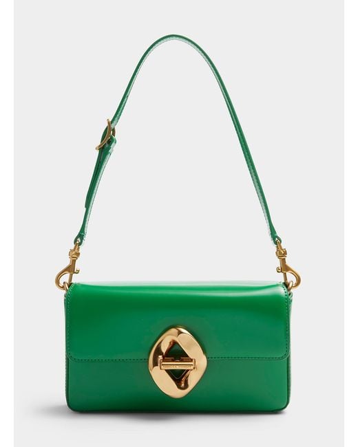 Rebecca Minkoff Green Golden Clasp Leather Baguette Bag