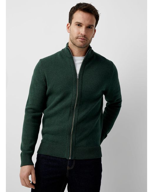 Le 31 Green Zipped Cardigan for men