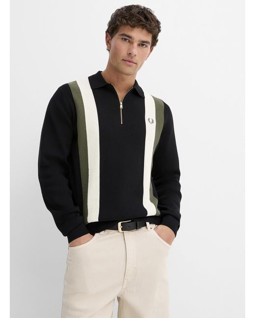 Fred Perry Black Retro Block Polo for men