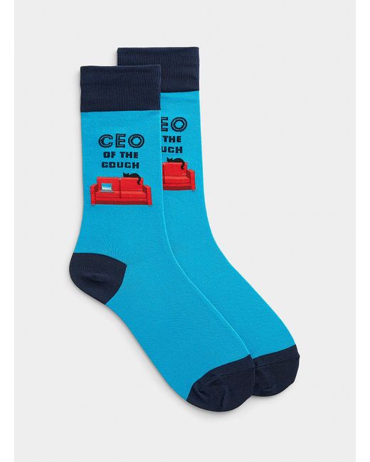 Hot Sox Blue Ceo Of The Couch Sock for men