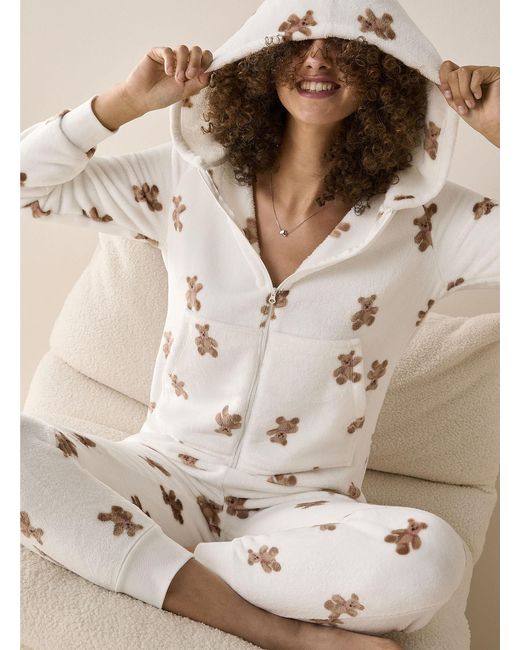 Miiyu Natural Pattern Soft Plush Lounge Onesie