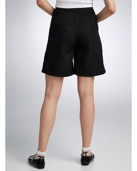 ONLY Black Touch Of Linen Pleated Bermuda Short