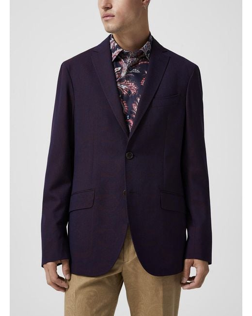 Etro Blue Paisley Print 100% Wool Blazer for men