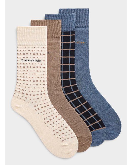 Calvin Klein Blue Solid And Patterned Neutral Socks 4 for men
