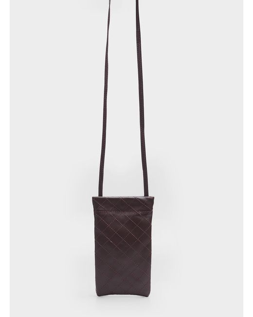 Simon's White Topstitched Diamond Phone Clutch Exclusive Collection From Italy