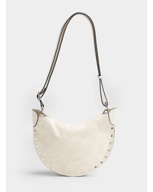 Isabel Marant White Mini Moon Studded Suede Bag