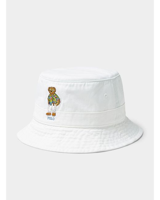 Polo Ralph Lauren White Vacation Teddy Bucket Hat for men