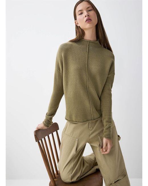 Twik Green Reverse Seam Mock Neck Sweater