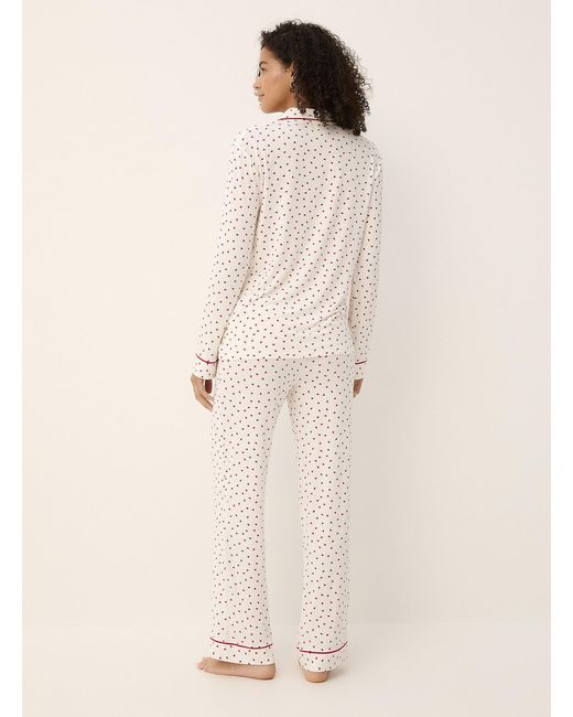 Miiyu Natural Plain Flowy Piped Pyjama Set