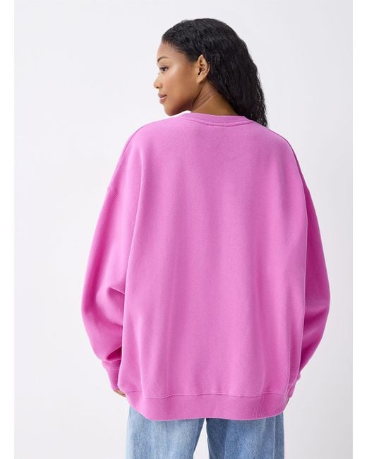 Twik Pink Destination Oversized Fleece Sweatshirt
