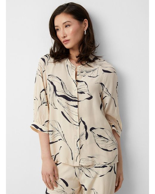 Soaked In Luxury Aiva Sketched Foliage Buttoned Blouse in Natural | Lyst  Canada