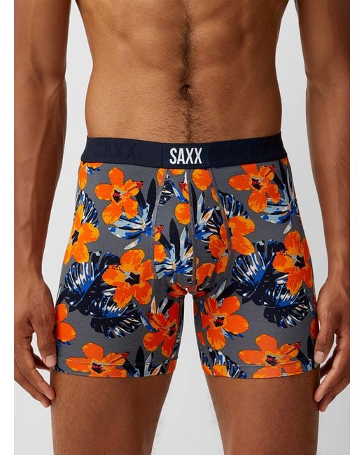 Saxx Underwear Co. Orange Hibiscus Boxer Brief Vibe for Men