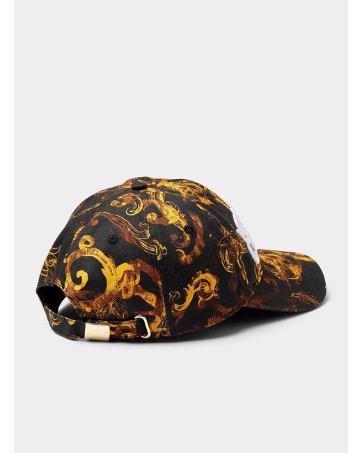 Versace Black Watercolour Couture Embroidered Cap for men