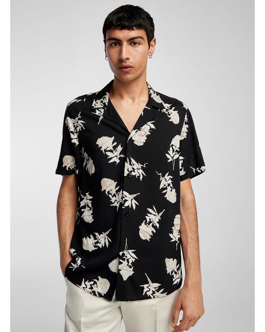 Drykorn Black Floral Distorted Camp Shirt for men