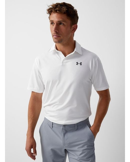 Under Armour White Tee To Green Stretch Golf Polo for men