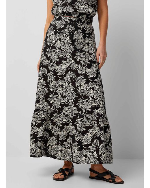 Contemporaine Multicolor Ruffled Organic Linen Maxi Skirt