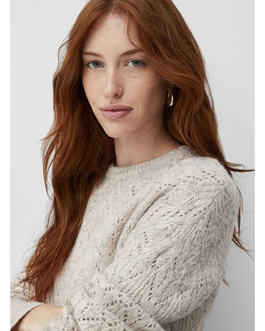 Contemporaine Multicolor Touch Of Wool Openwork Fuzzy Sweater