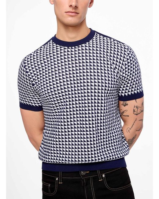 Versace Blue Triangular Jacquard Short for men