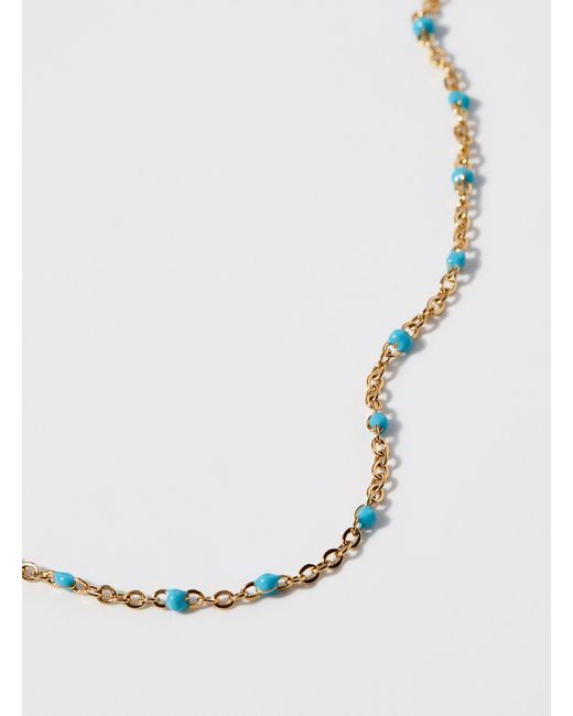 Simon's White Coloured Beaded Chain