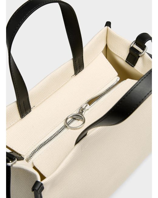 Lacoste White Signature Canvas Small Tote Bag