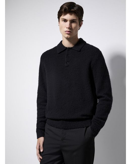 Le 31 Black Brushed Wool Polo for men