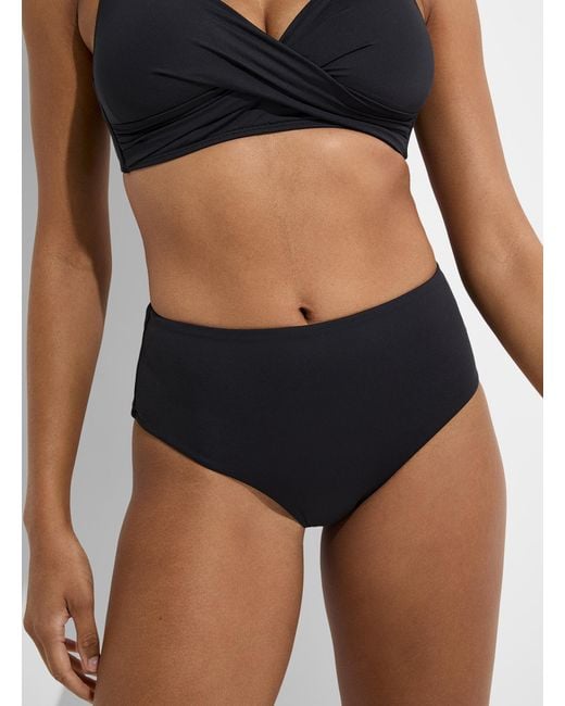 Simon's Black Recycled Nylon Ruched Bikini Bottom At Contemporaine