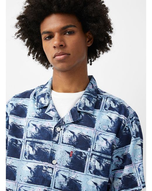 Levi's Wave Mosaic Camp Shirt in Blue 