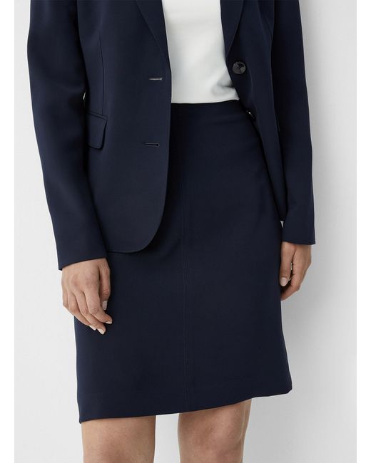 Contemporaine Blue Suiting Crepe Straight Skirt