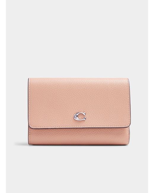 COACH Pink Signature Leather Flap Wallet