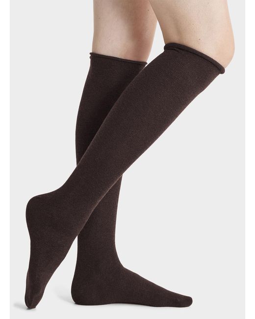 Simon's Black Solid Merino Wool Blend Knee