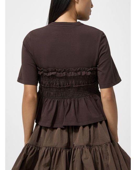 CECILIE BAHNSEN Brown Vilde Ruched Jersey Top