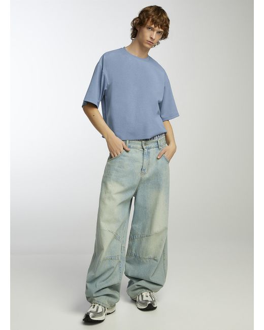Djab Blue Loose Cropped T for men