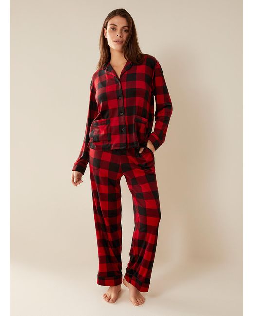 Donna Karan Classic Pattern Pyjama Set in Red | Lyst