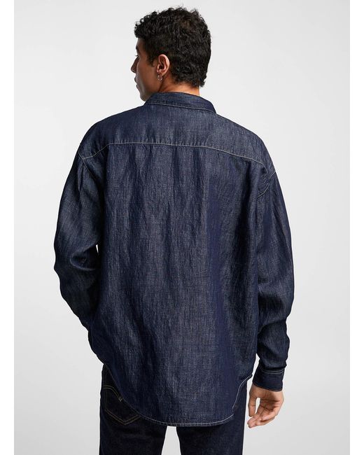 Le 31 Blue Lightweight Indigo Denim Shirt for men
