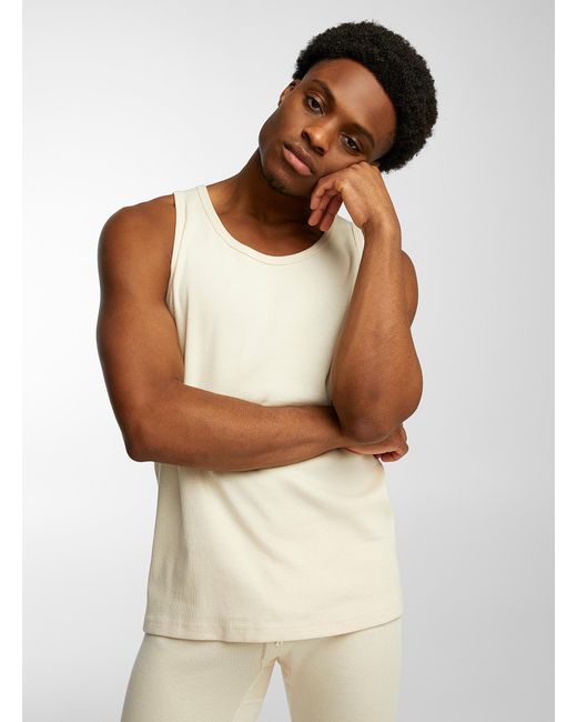 Le 31 Brown Organic Cotton Ribbed Tank for men