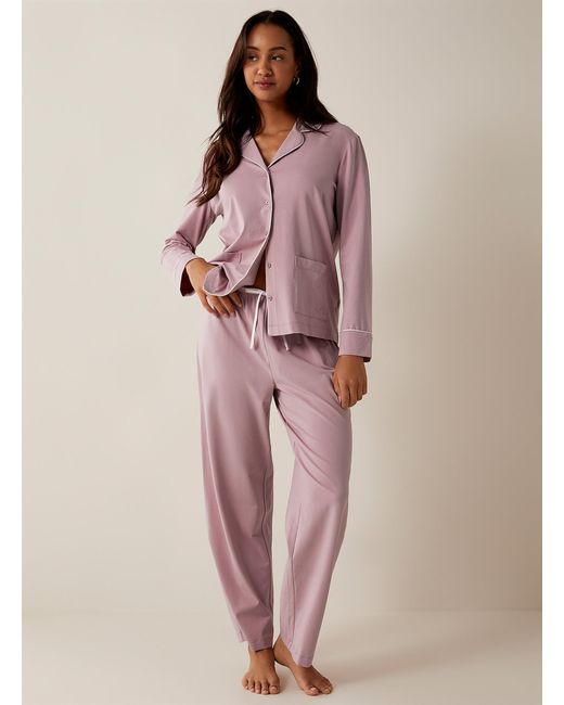 Miiyu Pink Piped Supima Cotton Pyjama Set