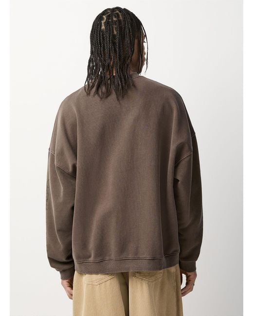 Djab Brown Faded Gothic Art Sweatshirt Imported From Seoul for men