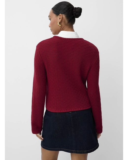 Contemporaine Jewel Buttons Cropped Textured Cardigan