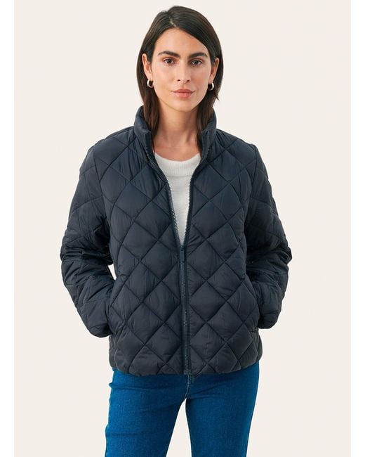 Part Two Blue Olia Diamond Quilted Jacket
