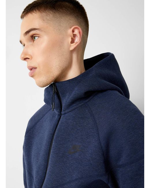 Nike Blue Tech Fleece Zipped Hoodie for men