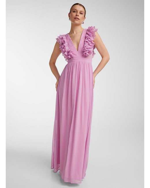 Icône Tiered Ruffles Pink Maxi Dress