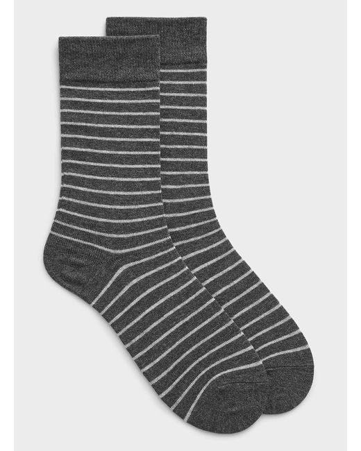 Le 31 Black Striped Merino Wool Sock for men